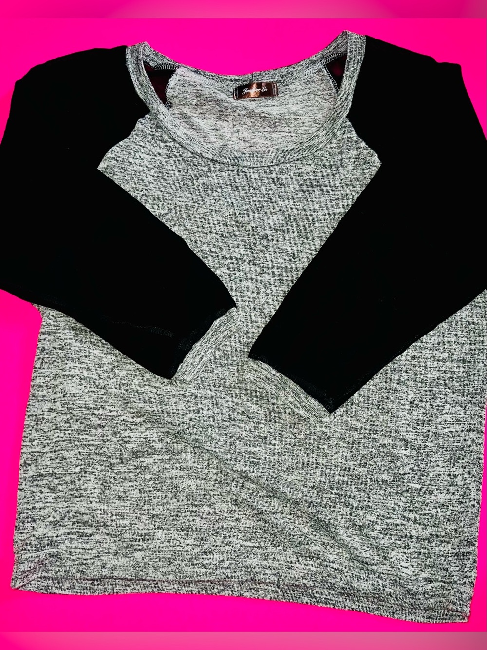 Juniper Ln Raglan Baseball T-Shirt Gray Black Size Small